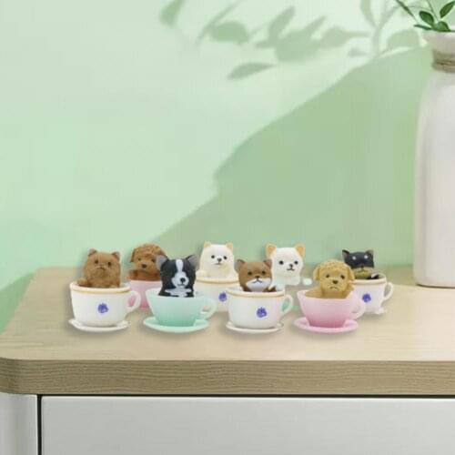 8 Pcs Teacup Dog Cats Decoration Miniature Hare Figurine Resin Crafts Mini Animals Home Garden Ornament DIY Accessories