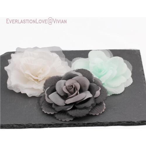 Hair accessory fabric rose big flower corsage brooch child full dress work wear hat flower silk broochse pin for women and gril