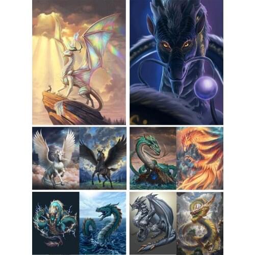 Dragon Phoenix Flying Horse Diy 5D Diamond Painting Full Square and Round Embroidery Mosaic Kit Wall Art Handmade Home Decor
