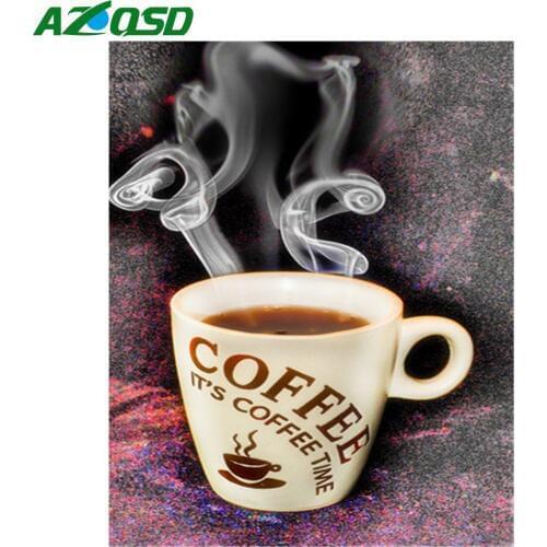 AZQSD Diamond Painting Coffee Picture Of Rhinestones Diamond Embroidery Scenery Needlework Home Decor Diy 5d Cross Stitch Kit