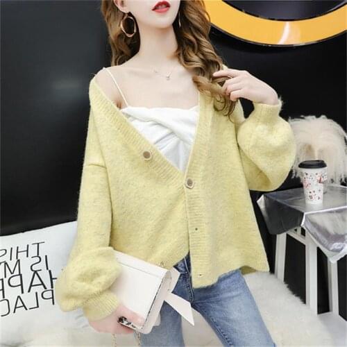 Ay1003 2020 spring autumn winter new women fashion casual warm nice Sweater woman female OL cropped cardigan