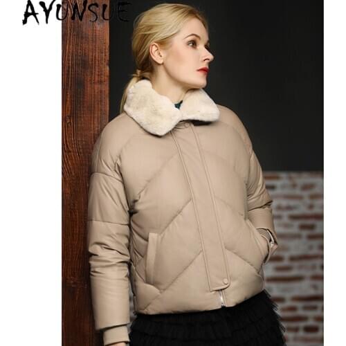 AYUNSUE 90% White Goose Duck Down Jacket Woman Real Sheepskin Coat Female Winter Parkas Rex Rabbit Fur Collar 2020 Abrigo Mujer