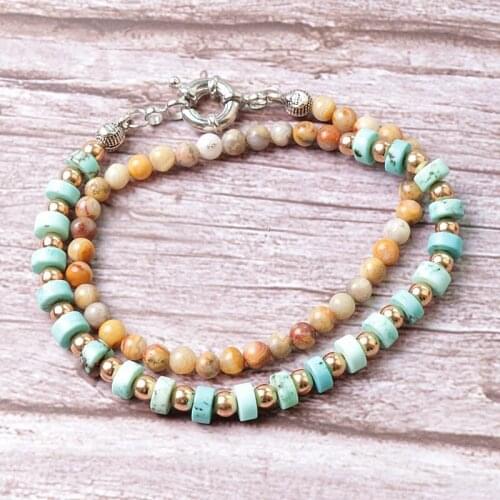 4mm Natural stone bead & Spacer beads bracelet for women jewelry