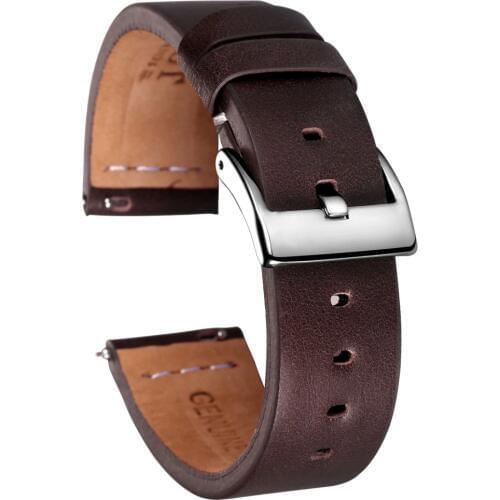Hemsut Quick Release Leather Watch Bands COFFEE Calf Handmade Vintage Leather Watch Strap 18mm 20mm 22mm
