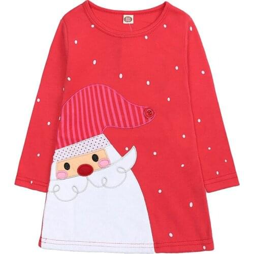 2021 Girls Dress Long Sleeve Cotton Christmas Costume For Kids Cartoon Performance Dress Toddler Girl Princess Party Dress 1-6 Y