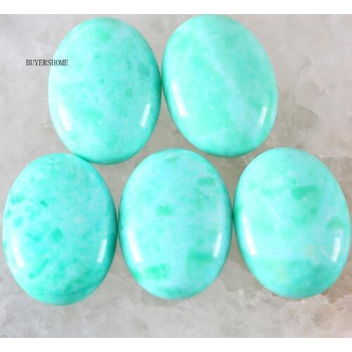 For Jewelry Making Necklace Pendant Bracelet Earrings 18x25MM&15x20MM Oval Natural Stone Bead Green Amazonite CAB Cabochon 5Pcs
