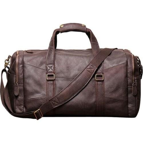 Retro Men Genuine leather 55cm Travel Bags Men Luggage Bag Real Cow Leather Weekend Duffle Bag Large Overnight Tote Handbag Big