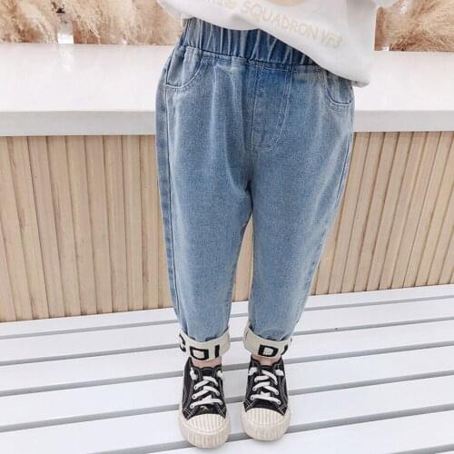 Baby Girl Jeans Letter Jeans Baby Cuffs Jeans For Kids Girls Spring Autumn Toddler Girl Clothes Casual Style
