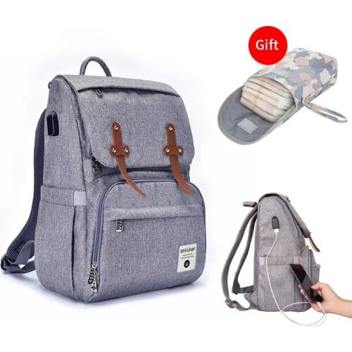 Insular Diaper Nappy Backpack Multi-function Mother Maternity Diaper Bag With USB Charging Port Baby Outdoor Travel Stroller Bag