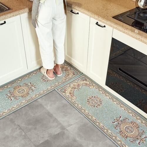 Exquisite Jacquard Kitchen Carpet Rectangular Oil-absorbing Kitchen Floor Mat Set Sofa Bedside Area Carpet Rug Entrance Doormat