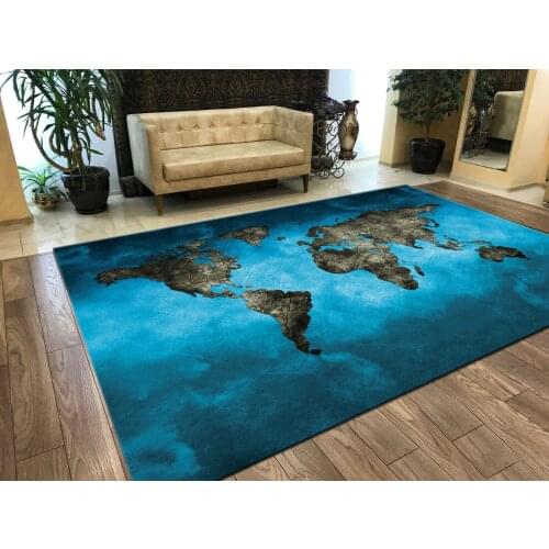 World Map Patterned Carpet ,Non Slip Floor Carpet,Teens Carpet,Turkish Rug