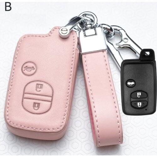 Leather Car Key Case Cover for Subaru Foreste XV for Toyota Land Cruiser Prado 150 Camry Prius Crown 3button key