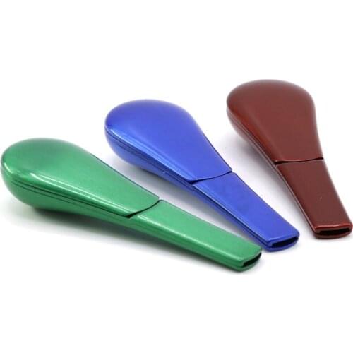 Creative fashion Metal Spoon shape with lid Smoking Pipe Black Gift Case Detachable Herb Tobacco Pipes Accessories
