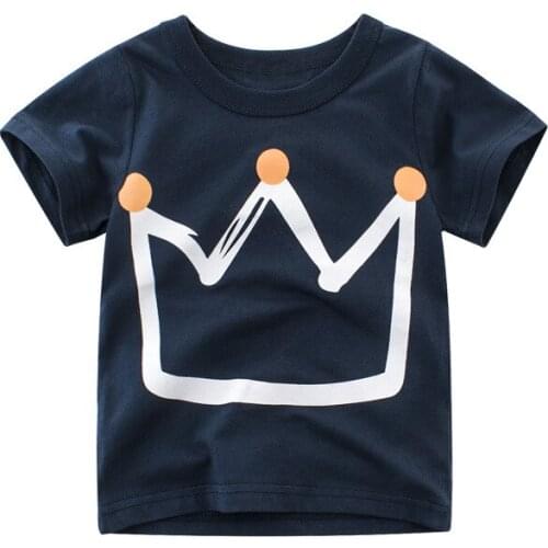 Summer Kids Boys T Shirt Crown Print Short Sleeve Baby Girls T-Shirts Cotton Childrens T-Shirt O-Neck Tee Tops Boy Clothes