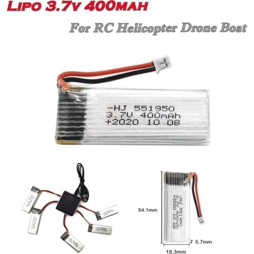 Lipo Battery 3.7V 400mAh PH2.0 Plug with 5 in 1 Charger For RC Helicopter Airplane Quadcopter Drone Parts RC Car Accessories