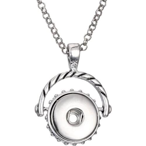 Fashion alloy pendant 18mm snap button necklace jewelry with chain statement woman suspension DIY jewelry