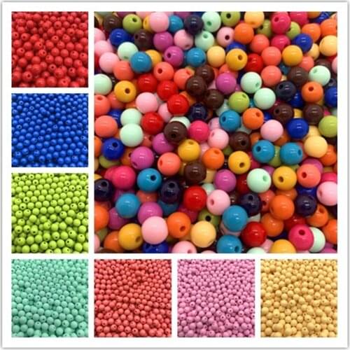 8 10 12mm Monochrome Acrylic Round Beads Jewelry Making Beads Loose Bead DIY Beads Accessory