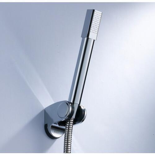 Copper shower head holder set, square bath stick handheld unpick and wash small shower head high pressure