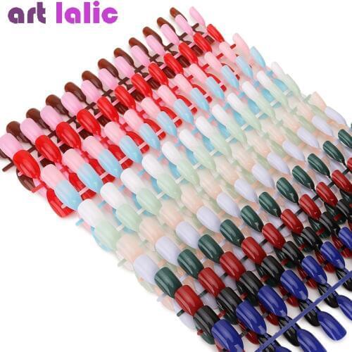 24pcs Detachable Oval Waterdrop Coffin Fake Nail Art Tip French Acrylic Full Cover Tips Set DIY Manicure Extension Tools