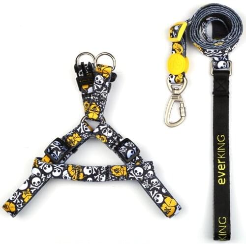Dog Harness Collar Pet Accessories Nylon Fashion Walking Leash Pirate Skull Vest Harness for Small Large Dogs Puppy Supplies