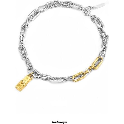 Babama Goldbricks necklace mens tide card design pendant 2021 new light luxury niche hip-hop couple girl