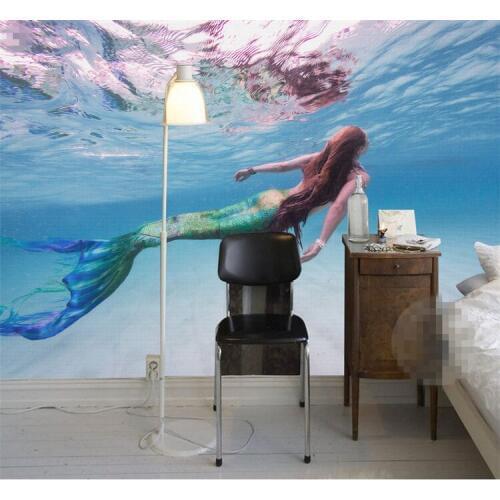Custom photo wallpaper for walls 3 d Art HD Mermaid clear sea swim living room backdrop 3d large wall mural wallpaper