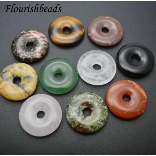 Popular Natural Gemstone Round Donut Shape Pendants Classic Jewelry Party Gift(Amethyst / Crystal / Rose Quartz)