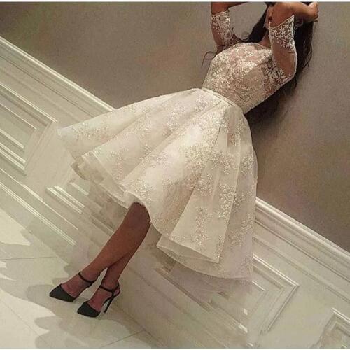 Puffy Evening Dress Ivory O Neck Appliqued Beaded Half Sleeve robe de bal Pleats Evening Party Dresses Girls Arabian Vestidos