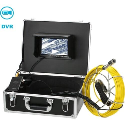 7" LCD 23MM Sewer Waterproof Camera 20M Fiberglass Cable Pipeline Drain Inspection Camera System With DVR Function