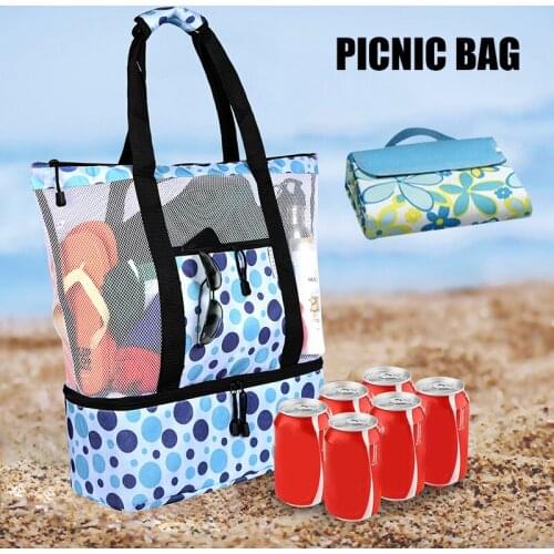 Mesh Beach Tote Bag MultiFunctional Insulation Food Storage Picnic Bags Swimming Organizer Sports Bag Packing Organizer New
