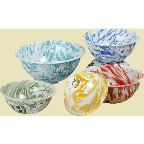 Old-Fashioned Enamel Thickened Soup Bowl Noodle Bowl Meal Creative Salad Bowl Chinese Rice Bowl Retro Baking Mixing Bowl