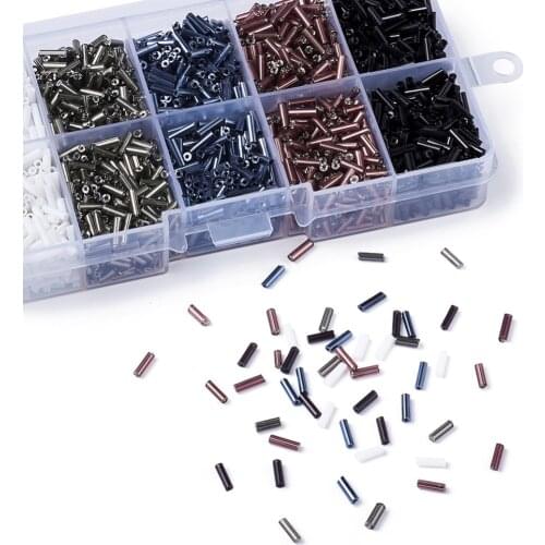 Pandahall 1 Box 3''' Glass 6x1.8mm Tube Seed Bugle Beads Mixed Color with 0.6mm Small Hole for Jewelry Bracelet Necklace Making