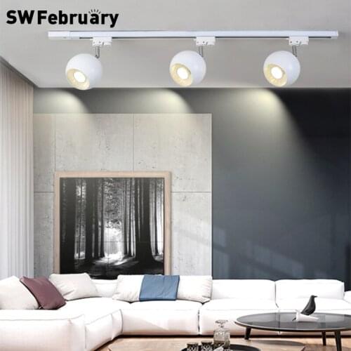 Nordic 220V LED Track Light Spotlight Clothing Store Wall Mounted Ceiling Spotlight Wall Cloakroom LED Lamps