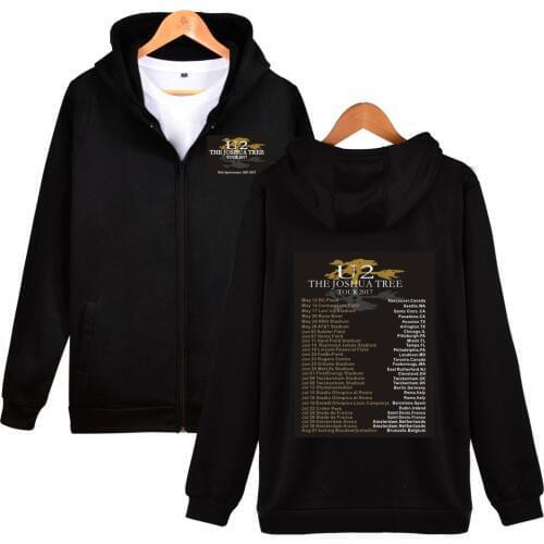 U2 Printed Hoodies Sweatshirts Hip Hop Irish Popular Rock Band Zipper Hoodie Sweatshirt Men/Women Fashion Brand Jacket Clothes