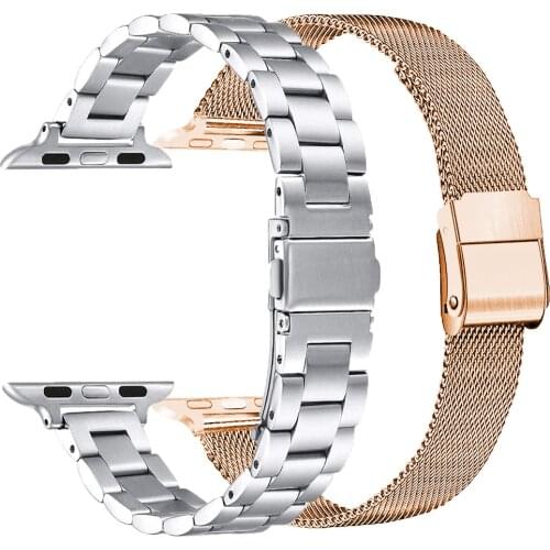 Women Slim Strap for apple watch 40mm 38mm Band Mesh Stainless Steel Metal Wristband Bracelet for iWatch6/5/4/3/2/1/SE 42mm 44mm