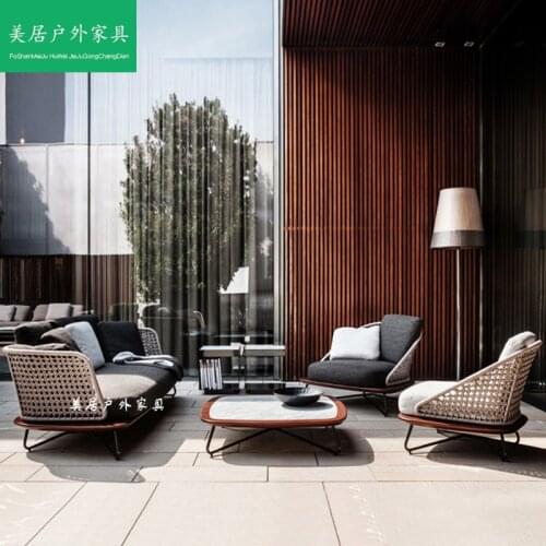 Outdoor sofa leisure balcony rattan tea table combination hotel open-air chair furniture
