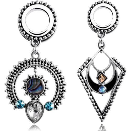 2pcs Steel Helix Dangle Ear Plugs and Tunnels Crystal Ear Expander Piercing Ear Gauges Ear Stretchers Body Jewelry Piercings