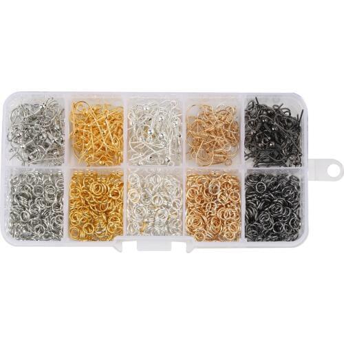 1150pcs/lot Ear Hooks Open Circle Jump Rings With Box DIY Earring Finding Jewelry Making Accessories 5 Colors