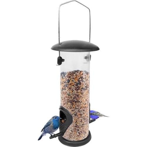 Iron Cover Bottom Bird Feeder Bird Food Dispenser Black Environment Protect Friendly PVC Wild Bird Feeder