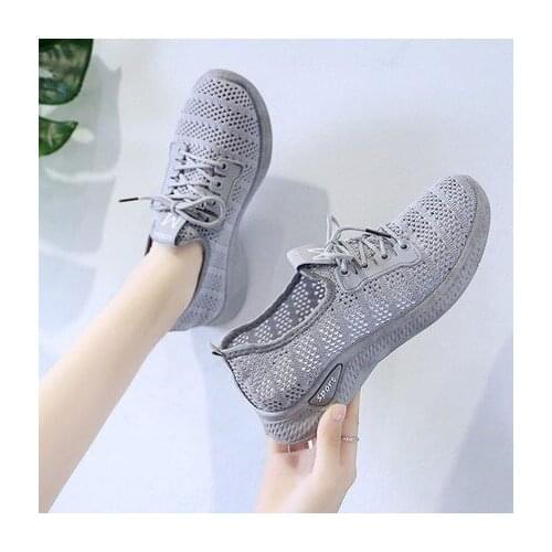 Women Shoes 2021 Mesh Breathable Flat Shoes Women Platform Wedge Sneakers Women Hollow Out Casual Shoes Zapatillas De Mujer
