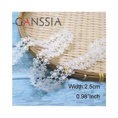 1yard Width: 2.5cm Flower Water-Soluble Lace Trim Ivory White for DIY Clothing Decoration (SS-2189)