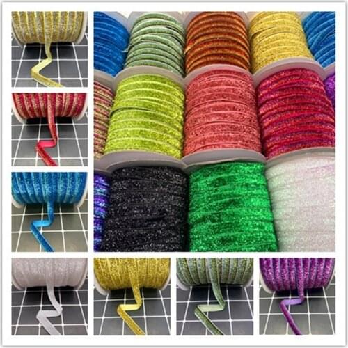 10mm 5Yards Single Faced No Elastic Metallic Velvet Ribbon DIY Headband Clips Bow Hairbows Wedding Party Decoration