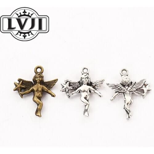 22pcs Vintage zinc alloy angel pendant charms for jewelry making 5975