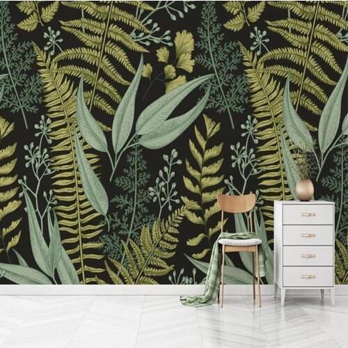 3D Vintage Green Plants Leaves Wall Murals Wallpaper Home Wall Art Decor Wall Paper Rolls 3d Wallpapers Waterproof Canvas Custom