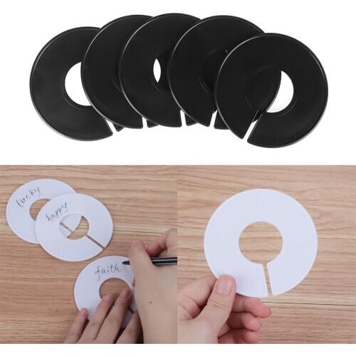 5PCS Handmade Plastic Blank White Black Clothing Size Dividers Round Hangers Garment Tags Size Marking Ring Logo Accessories