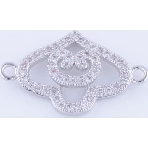 5 pieces Jewelry Bijoux Zircon Heart Charms Connectors For Bracelet Diy Copper Micro Pave Beads Charms Jewelry Accessories