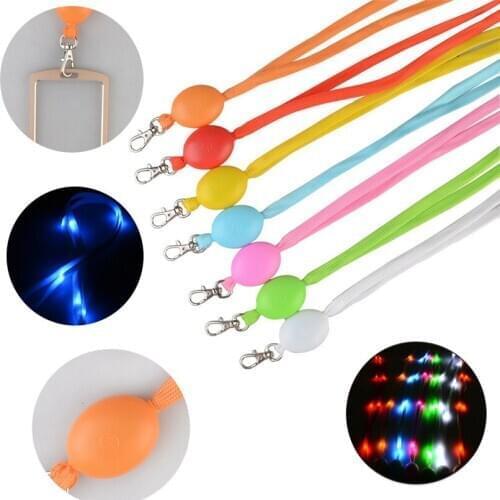 50pcs/lot Lanyard with light key chain ID Badge Necklace Keys Holder Hanging Rope Lanyard with light Glow in the Dark