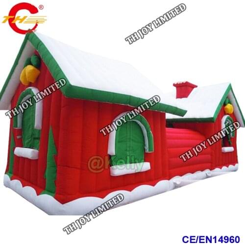Free door shipping inflatable christmas house, big inflatable santa grotto with tent and santa claus, Xmas inflatable decoration