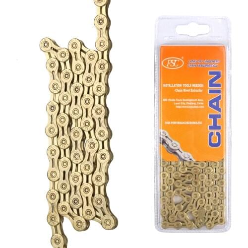 11 Speed Bike Chain Gold Color 116 Links Lightweight Half Hollow Chain Cycling Bicycle Chain