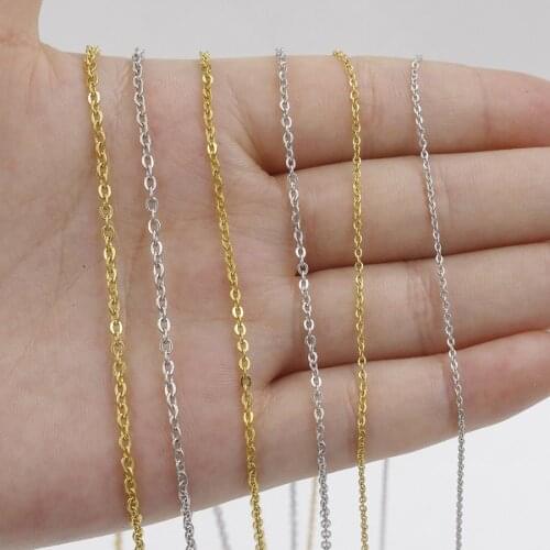 1pcs Never Fade 1/1.5/2mm Square Chain Stainless Steel O Chain Necklace Cable Chains Necklace 45cm with Tail Chain